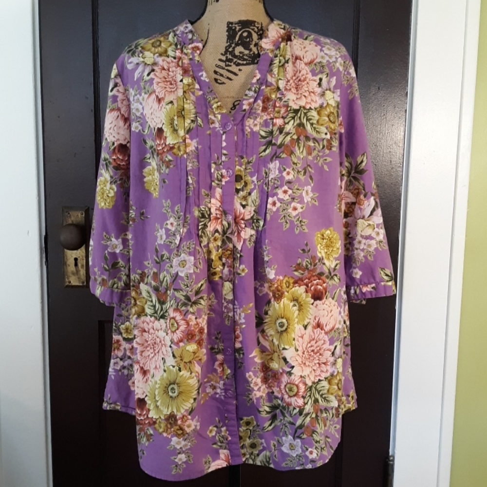 Denim 24/7 Floral Top Sz 20w